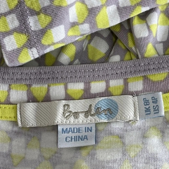 Boden Casual Weekend Jersey Dress Green Grey Pattern Size 4P - Picture 5 of 6